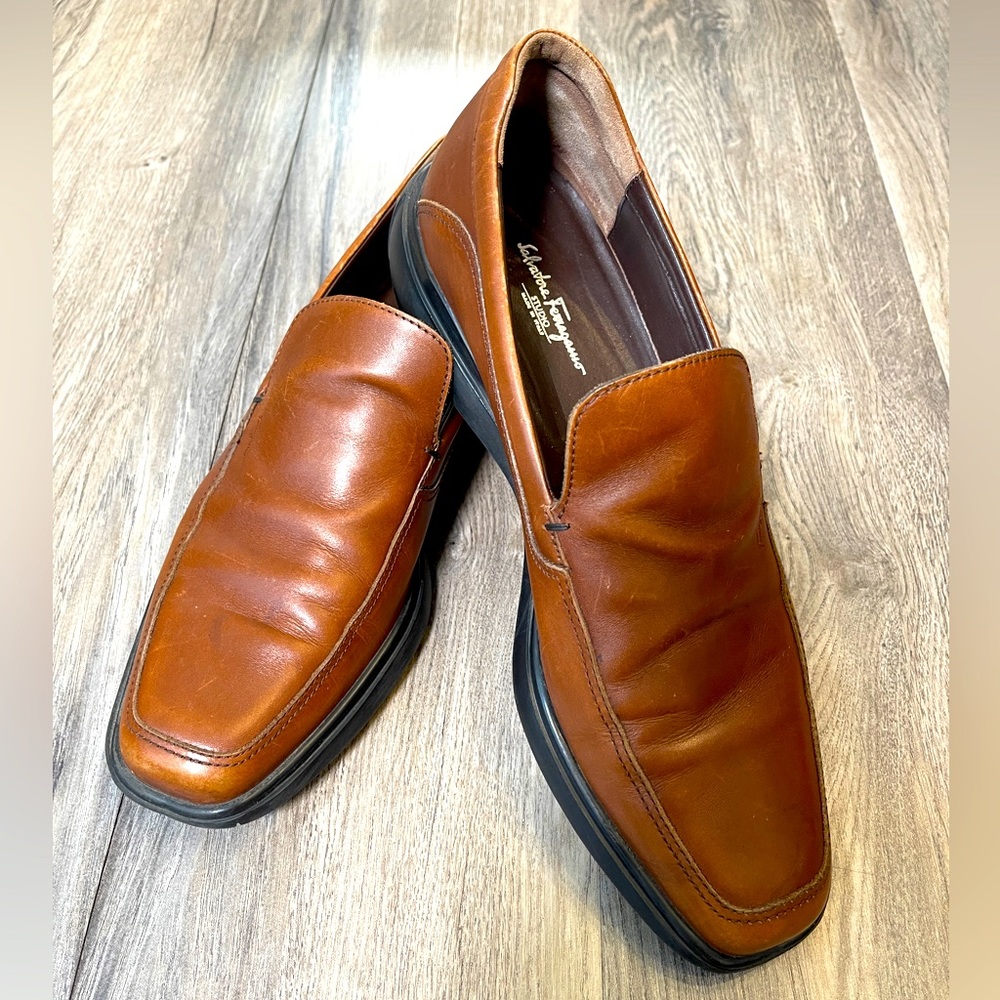 Salvatore Ferragamo Studio Men’s Brown Loafers Size 12 Luxury